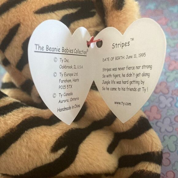 Stripes the Tiger PVC Ty 1995 Beanie Baby Plush Collectible Nostalgia Stuffed An - Picture 5 of 10